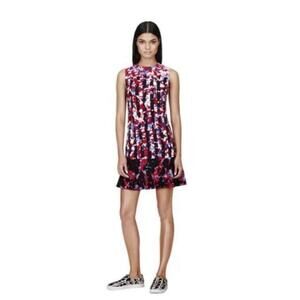 Peter Pilotto Womens Floral Crepe Sheath Dress F16826606 Fluted Hem Black Red